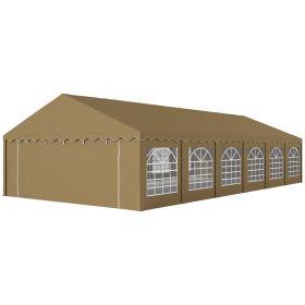 Outsunny 20' x 40' Party Tent, Outdoor Canopy Tent with Removable Sidewalls, 12 Windows for Parties, Wedding, Events, BBQ, Brown