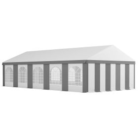 Outsunny 16' x 32' Heavy-duty Large Wedding Tent, Outdoor Carport Garage Party Tent, Patio Gazebo Canopy with Sidewall, Gray
