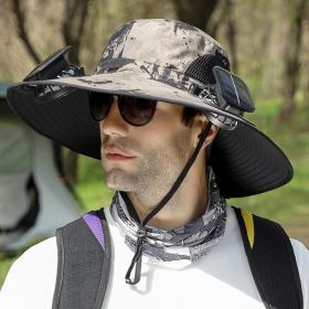 Widened Solar Fan Hat 4 Colors Summer Outdoor With Cooling Fan Fisherman Hat Suitable For Summer Outdoor Activities (Option: Yellow Camo)